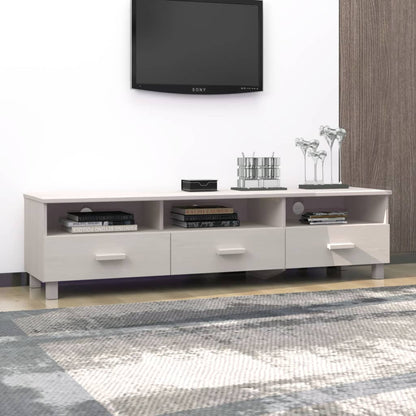 Mobile TV HAMAR Bianco 158x40x40 cm in Legno Massello di Pino
