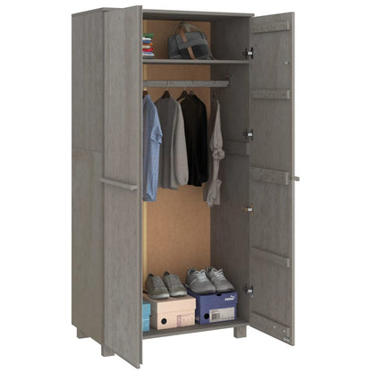 Armadio HAMAR Grigio Chiaro 89x50x180 cm Legno Massello di Pino - homemem39