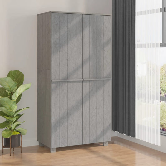 Armadio HAMAR Grigio Chiaro 89x50x180 cm Legno Massello di Pino - homemem39