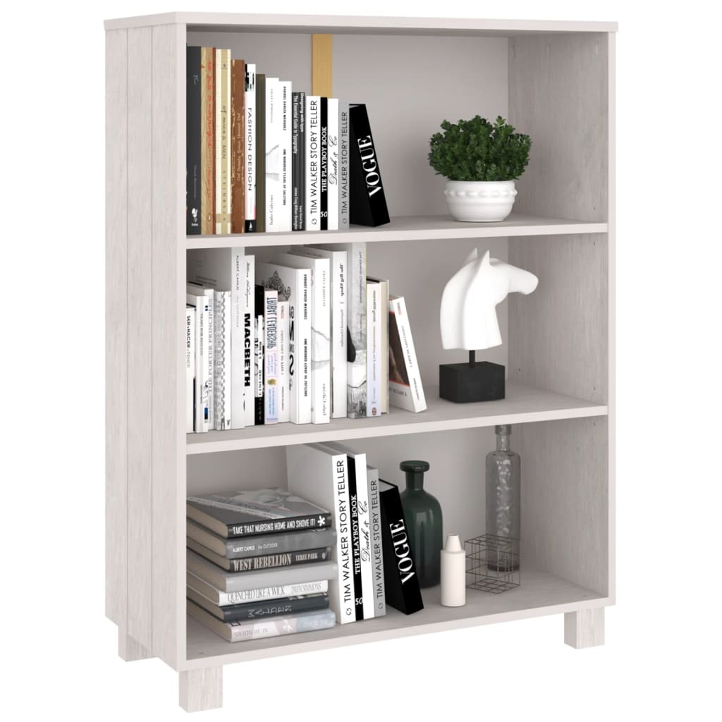 Libreria HAMAR Bianca 85x35x112 cm in Legno Massello di Pino - homemem39