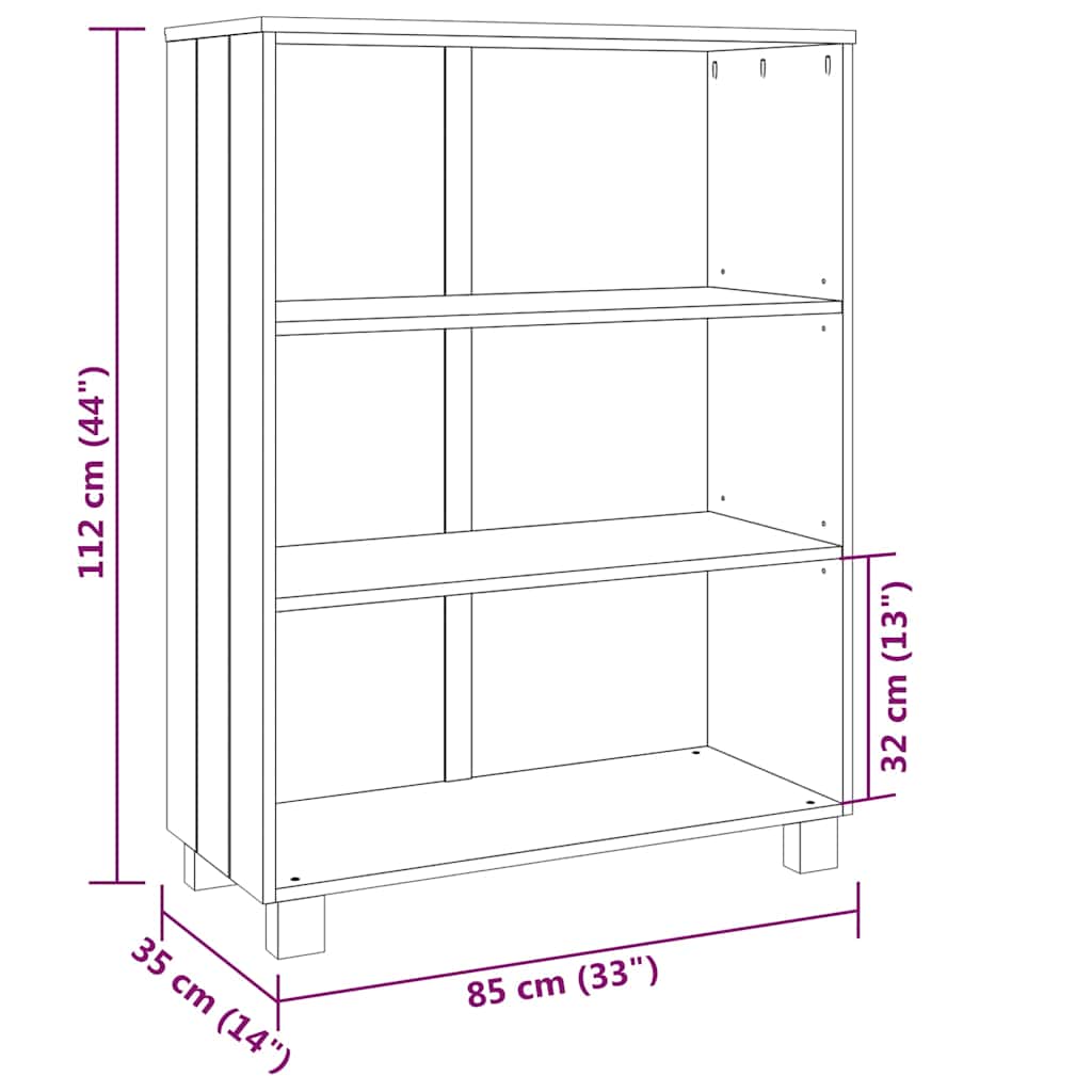 Libreria HAMAR Grigio Scuro 85x35x112 cm Legno Massello di Pino