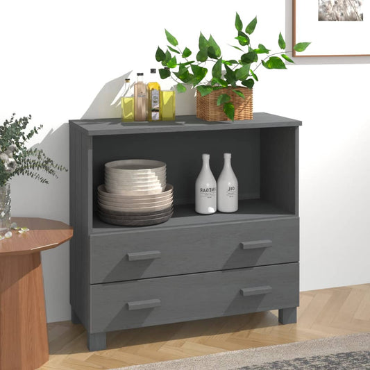 Credenza HAMAR Grigio Scuro 85x35x80 cm Legno Massello di Pino - homemem39