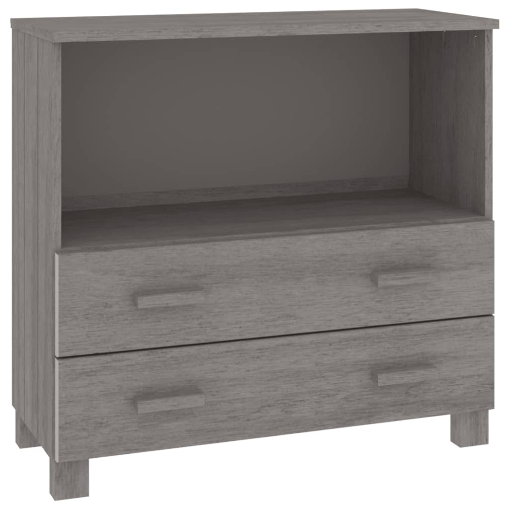 Credenza HAMAR Grigio Chiaro 85x35x80 cm Legno Massello di Pino - homemem39