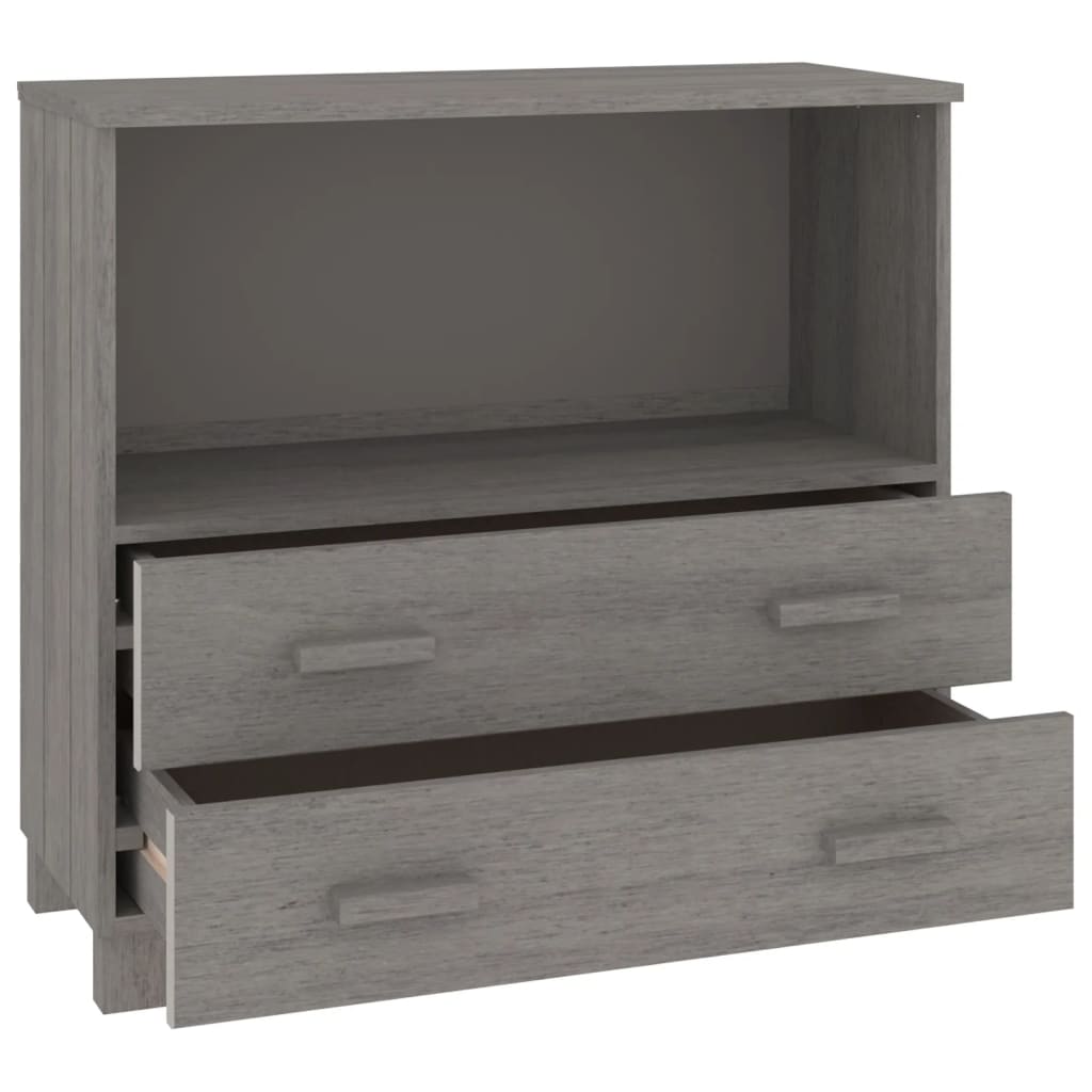 Credenza HAMAR Grigio Chiaro 85x35x80 cm Legno Massello di Pino - homemem39