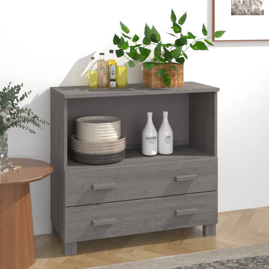 Credenza HAMAR Grigio Chiaro 85x35x80 cm Legno Massello di Pino