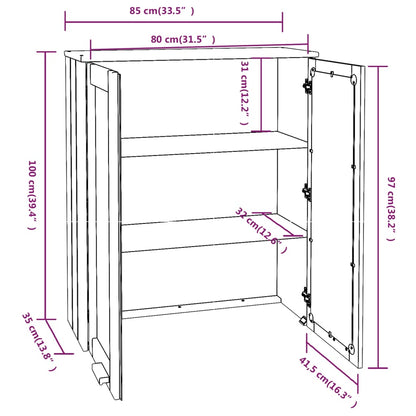 Piano Credenza HAMAR Bianco 85x35x100 cm Legno Massello di Pino - homemem39