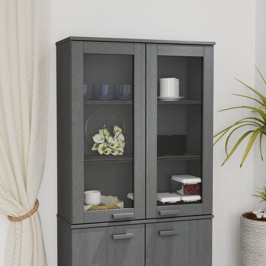 Scaffale Superiore per Credenza Grigio Scuro 85x35x100 cm Pino - homemem39