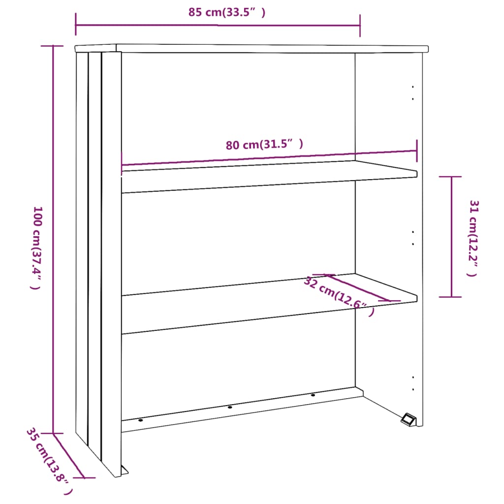 Piano Credenza HAMAR Grigio Scuro 85x35x100 cm Legno di Pino - homemem39