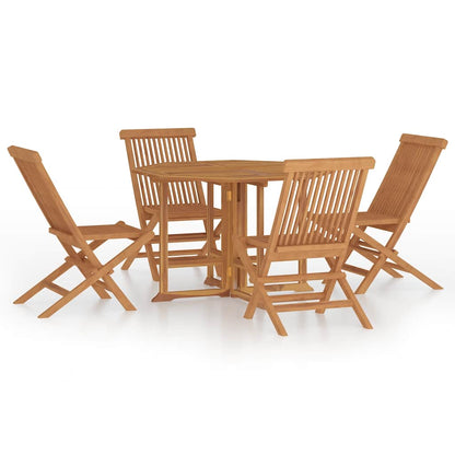 Set da Pranzo Pieghevole per Esterni 5pz Legno Massello di Teak | homemem39