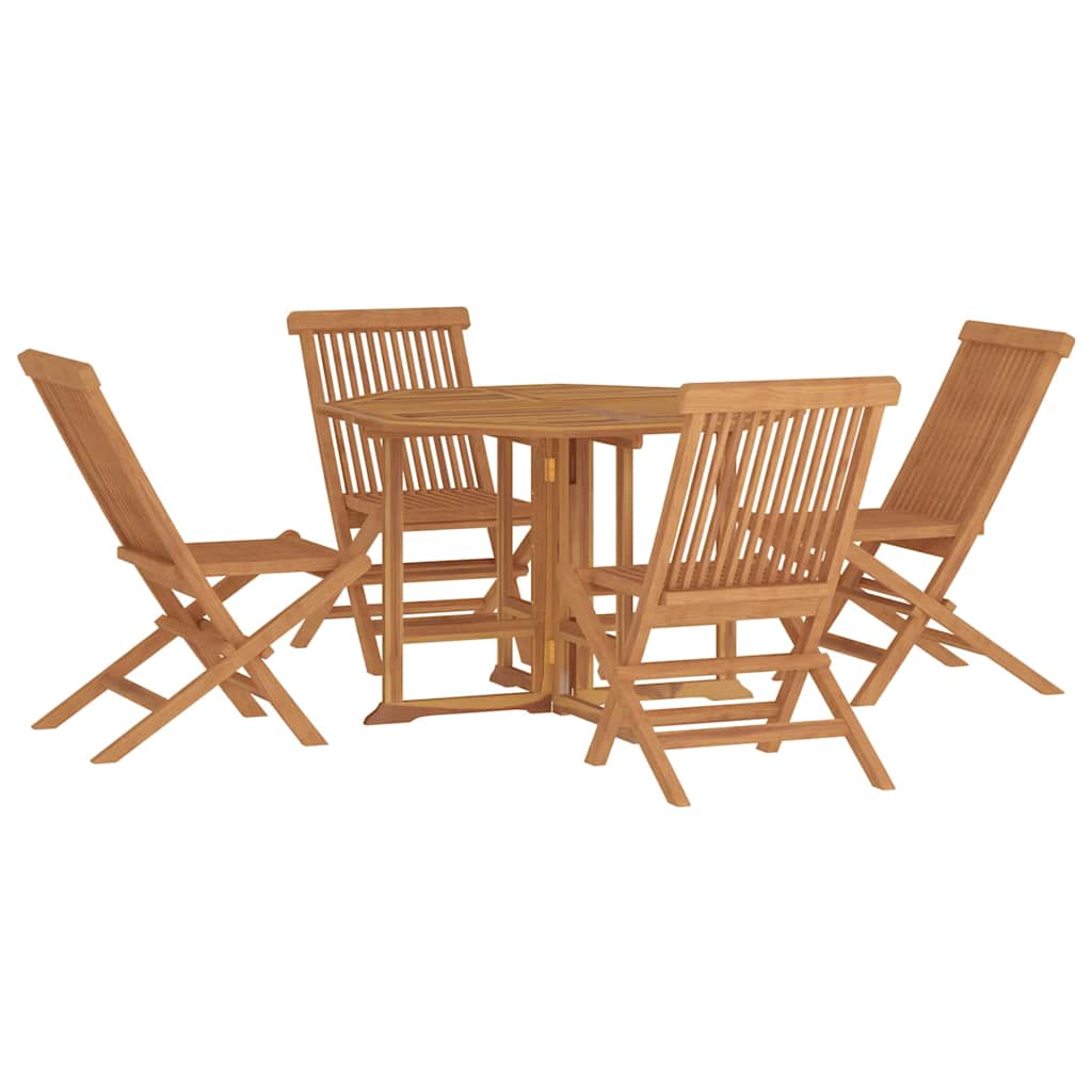 Set da Pranzo Pieghevole per Esterni 5pz Legno Massello di Teak | homemem39