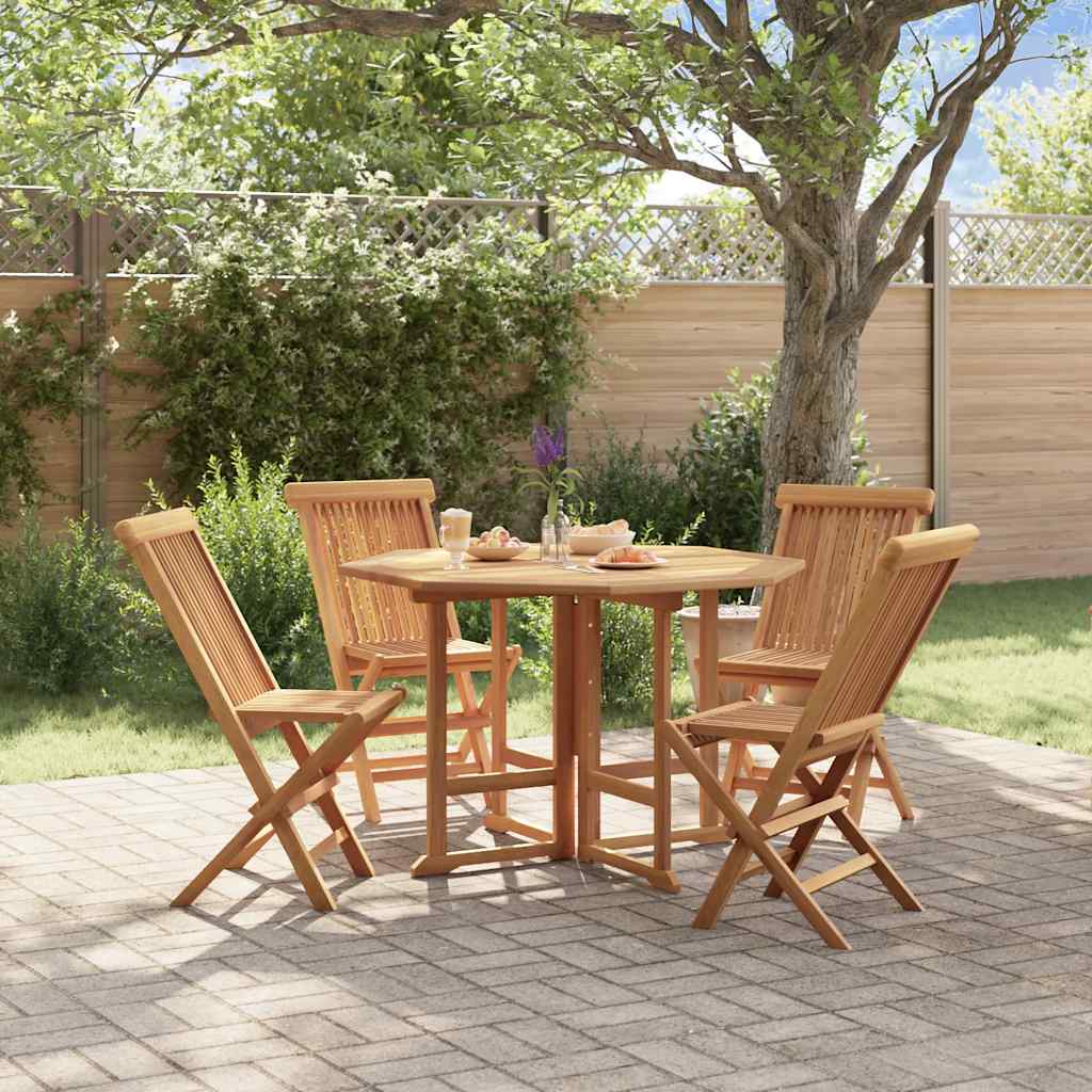Set da Pranzo Pieghevole per Esterni 5pz Legno Massello di Teak | homemem39