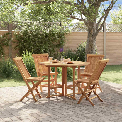 Set da Pranzo Pieghevole per Esterni 5pz Legno Massello di Teak | homemem39
