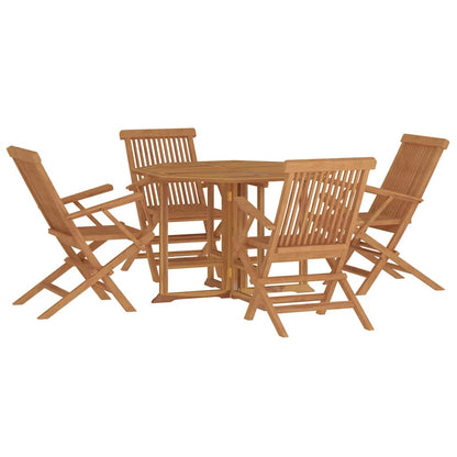 Set da Pranzo Pieghevole per Esterni 5pz Legno Massello di Teak | homemem39