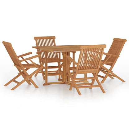 Set da Pranzo Pieghevole per Esterni 5pz Legno Massello di Teak | homemem39