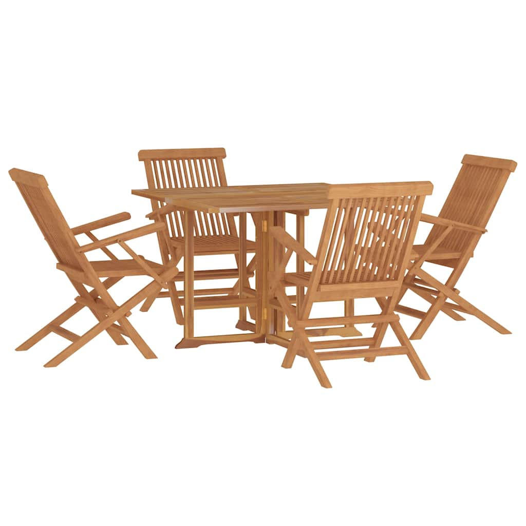Set da Pranzo Pieghevole per Esterni 5pz Legno Massello di Teak | homemem39