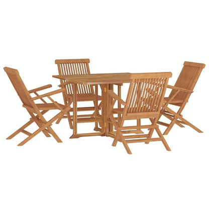 Set da Pranzo Pieghevole per Esterni 5pz Legno Massello di Teak | homemem39