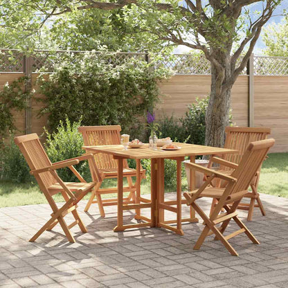 Set da Pranzo Pieghevole per Esterni 5pz Legno Massello di Teak | homemem39