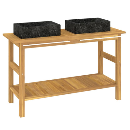 Mobile Vanità Bagno e Lavandini Marmo Nero Legno Massello Teak | homemem39