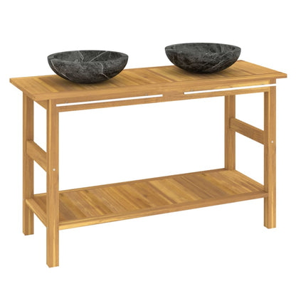 Mobile Vanità Bagno e Lavandini Marmo Nero Legno Massello Teak | homemem39
