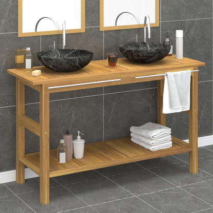 Mobile Vanità Bagno e Lavandini Marmo Nero Legno Massello Teak | homemem39