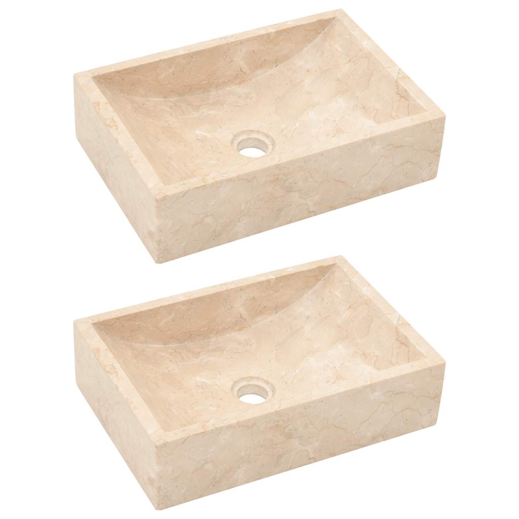 Mobile Vanità Bagno e Lavandini Marmo Crema Legno Massello Teak | homemem39