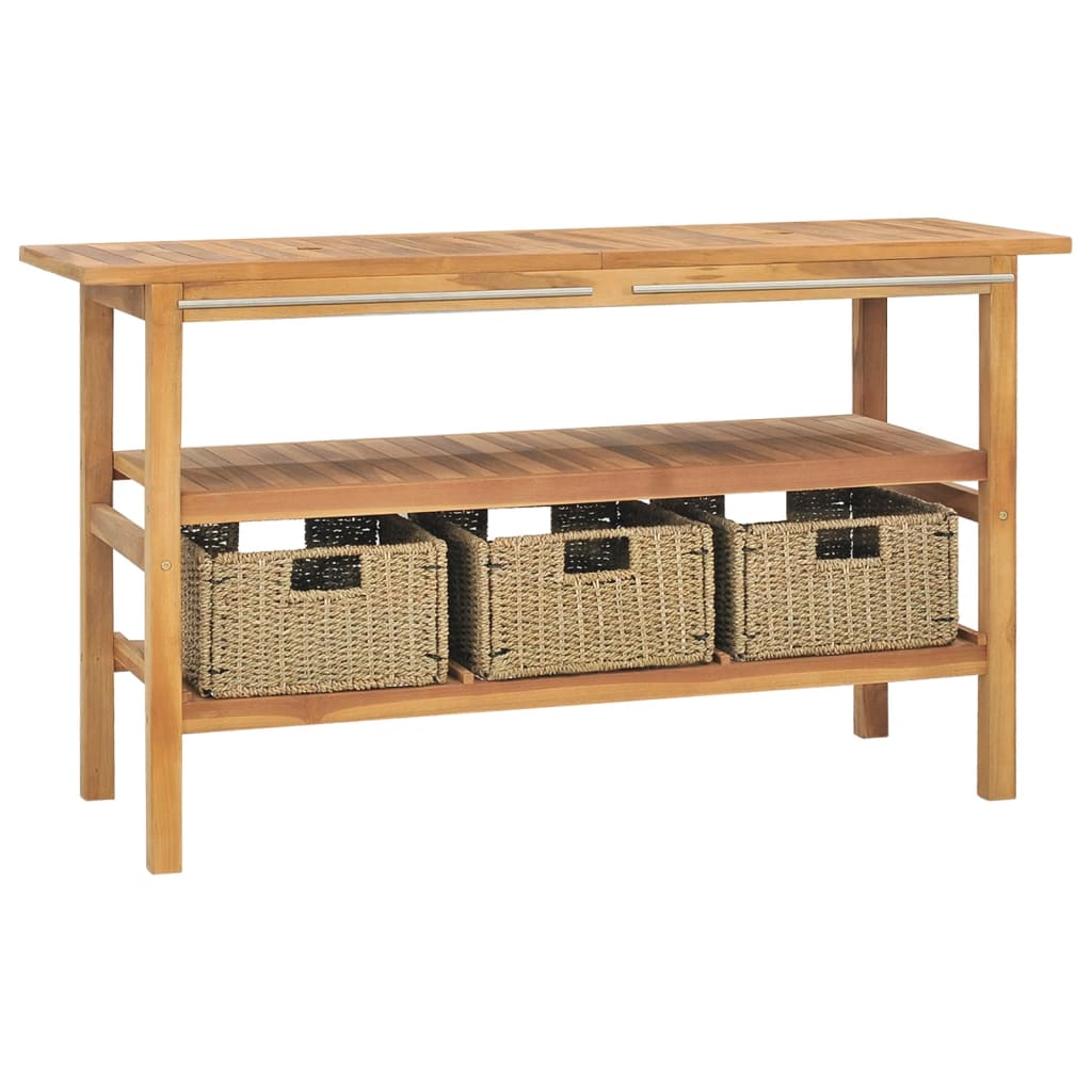 Mobile da Bagno con Lavabi in Marmo Nero Legno Massello Teak | homemem39