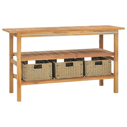 Mobile da Bagno con Lavabi in Marmo Nero Legno Massello Teak | homemem39