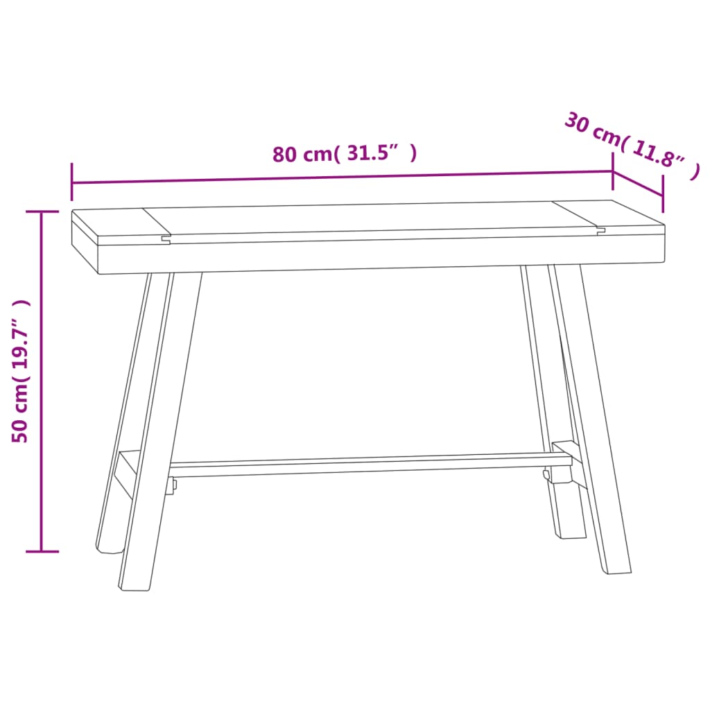 Panchina 80 cm in Legno Massello di Teak