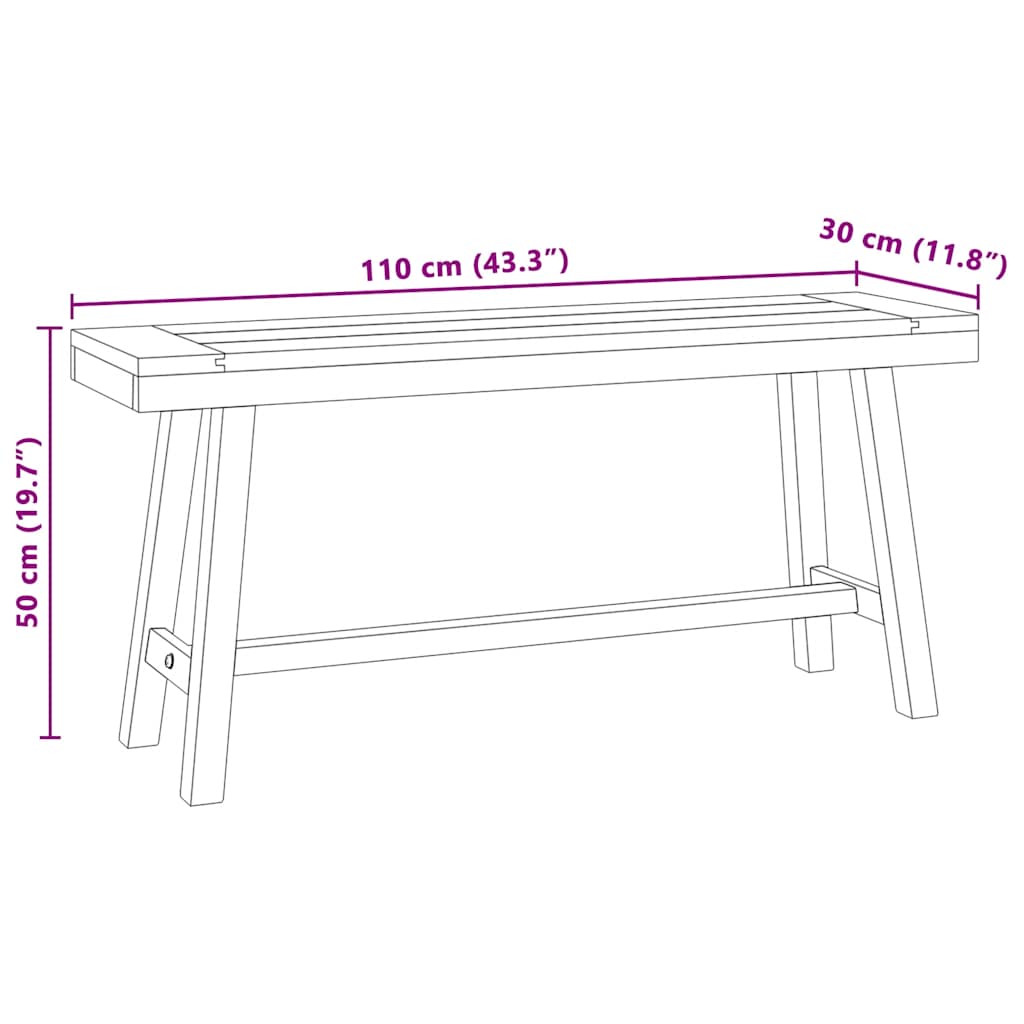 Panchina 110 cm in Legno Massello di Teak | homemem39