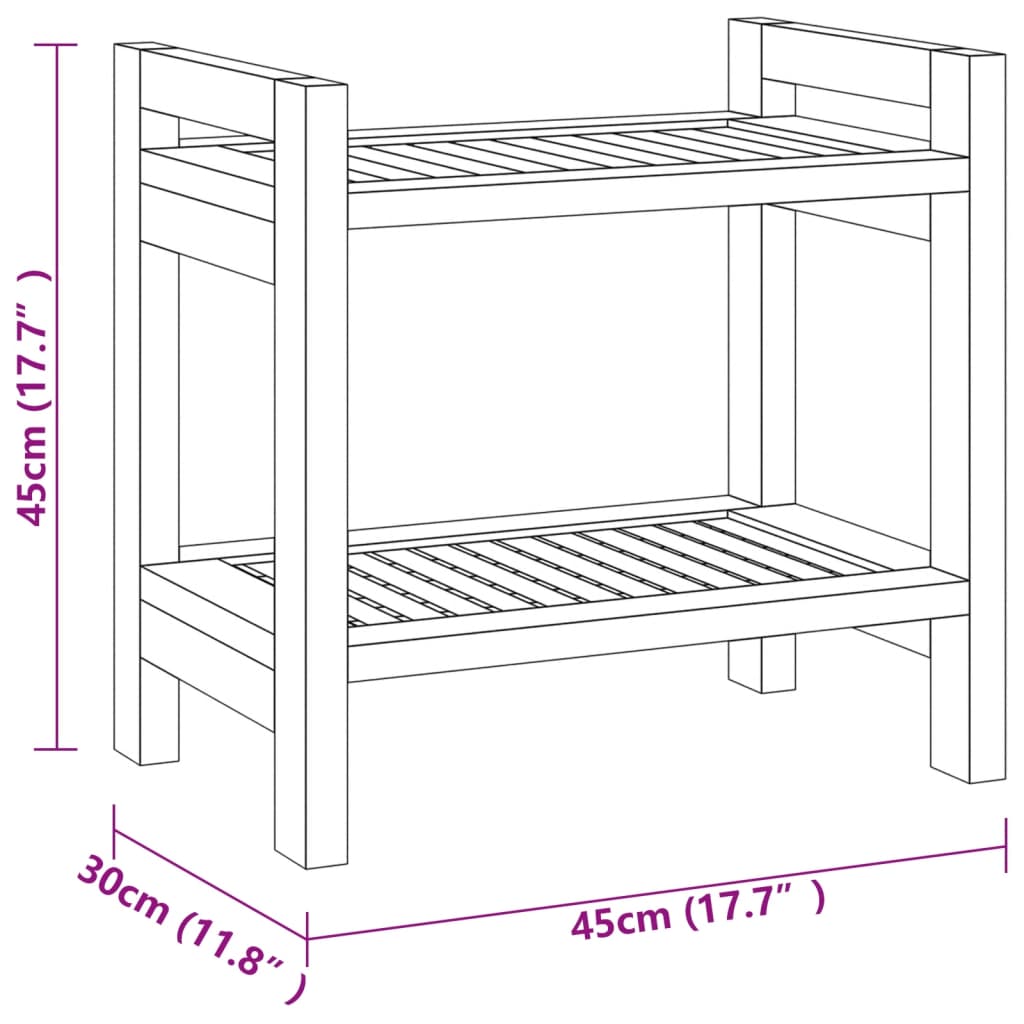 Tavolino da Bagno 45x30x45 cm in Legno Massello di Teak