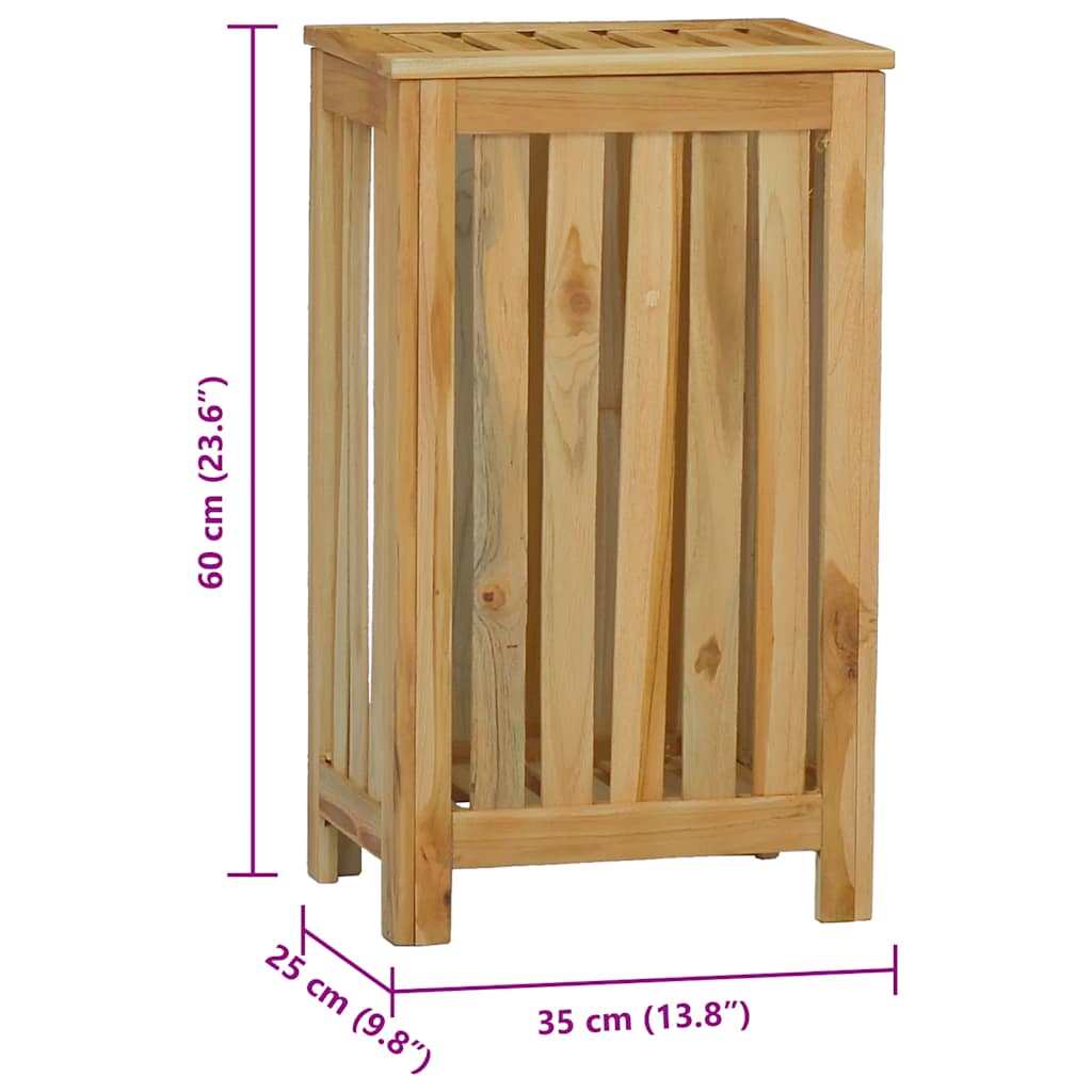 Cesto del Bucato 35x25x60 cm in Legno Massello di Teak