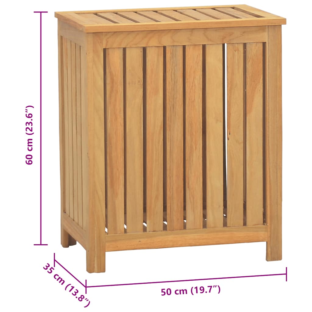Cesto del Bucato 50x35x60 cm in Legno Massello di Teak