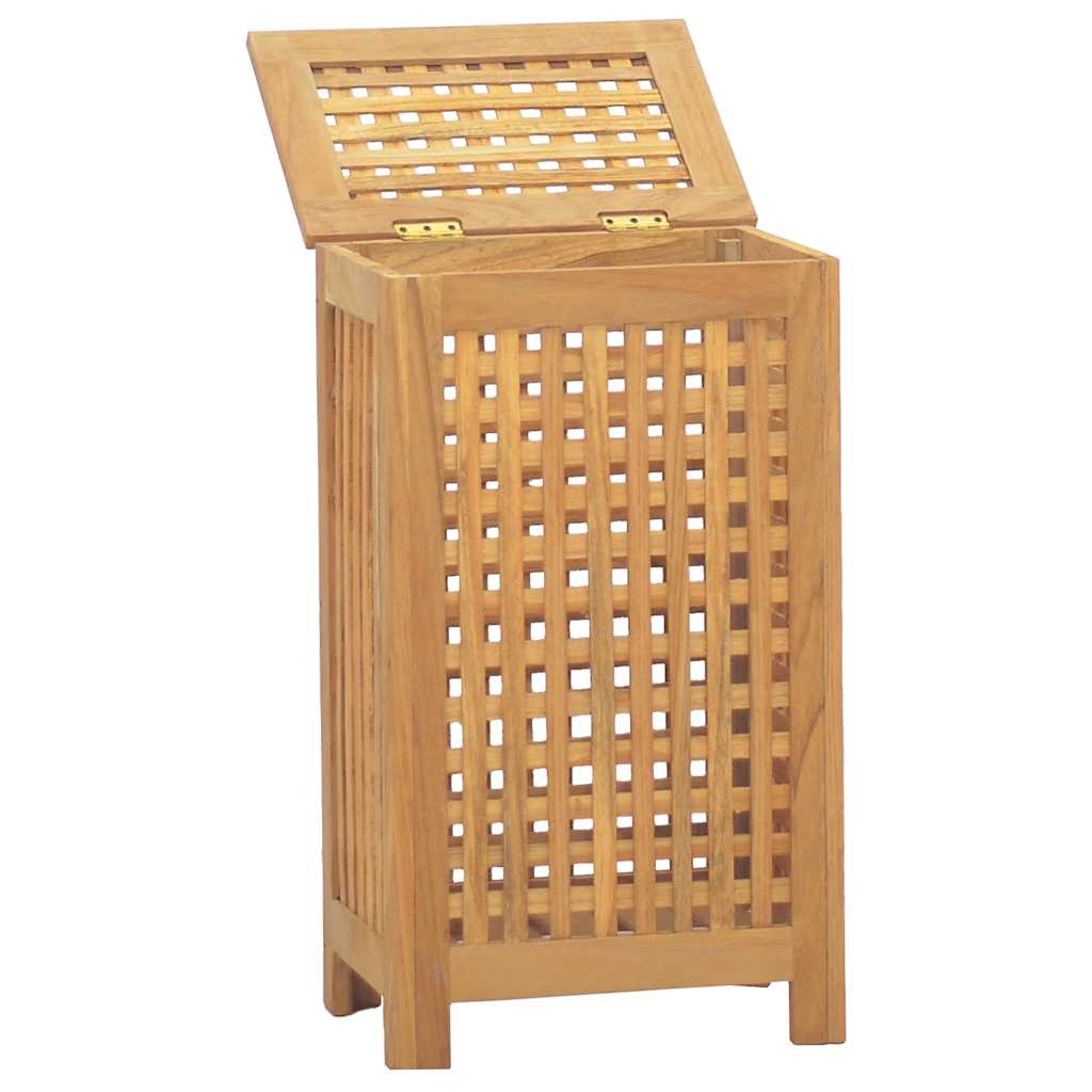 Cesto del Bucato 35x25x60 cm in Legno Massello di Teak