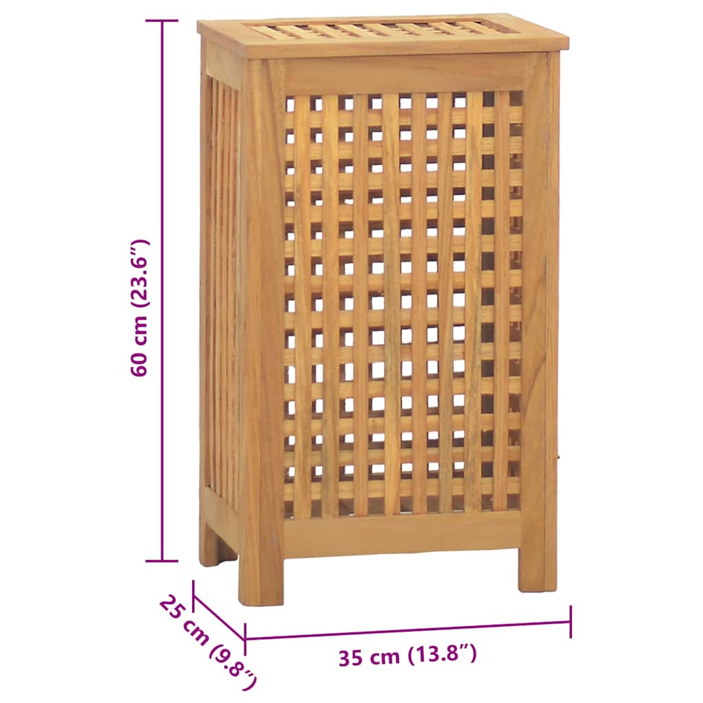 Cesto del Bucato 35x25x60 cm in Legno Massello di Teak