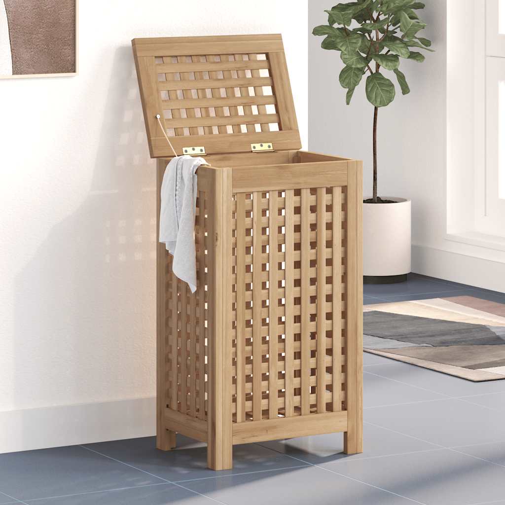 Cesto del Bucato 35x25x60 cm in Legno Massello di Teak
