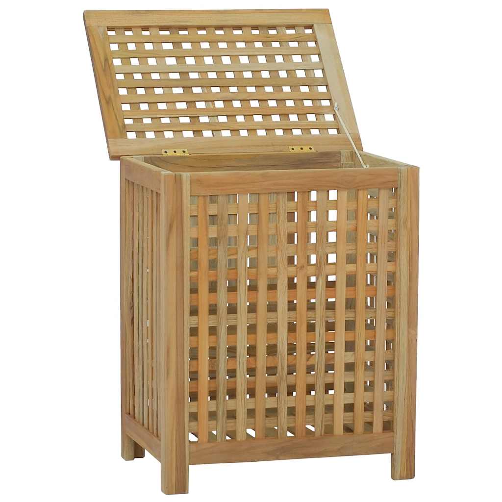 Cesto del Bucato 50x35x60 cm in Legno Massello di Teak