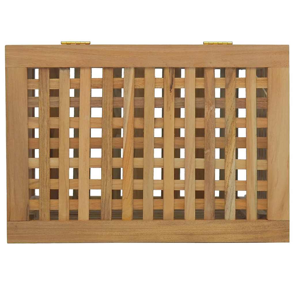 Cesto del Bucato 50x35x60 cm in Legno Massello di Teak