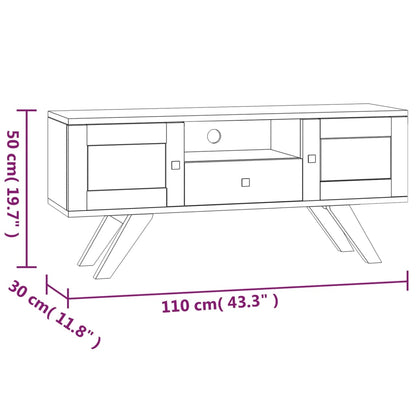 Mobile Porta TV 110x30x50 cm in Legno Massello di Teak