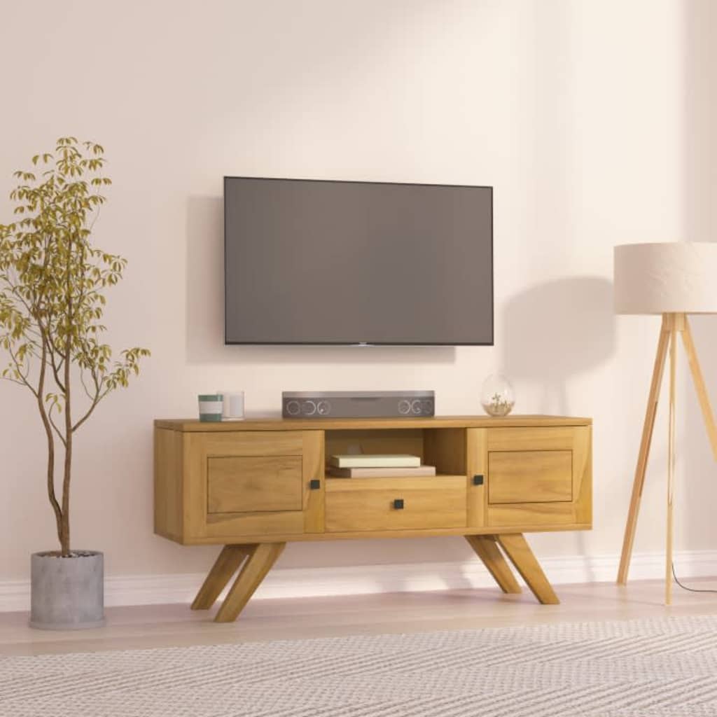 Mobile Porta TV 110x30x50 cm in Legno Massello di Teak