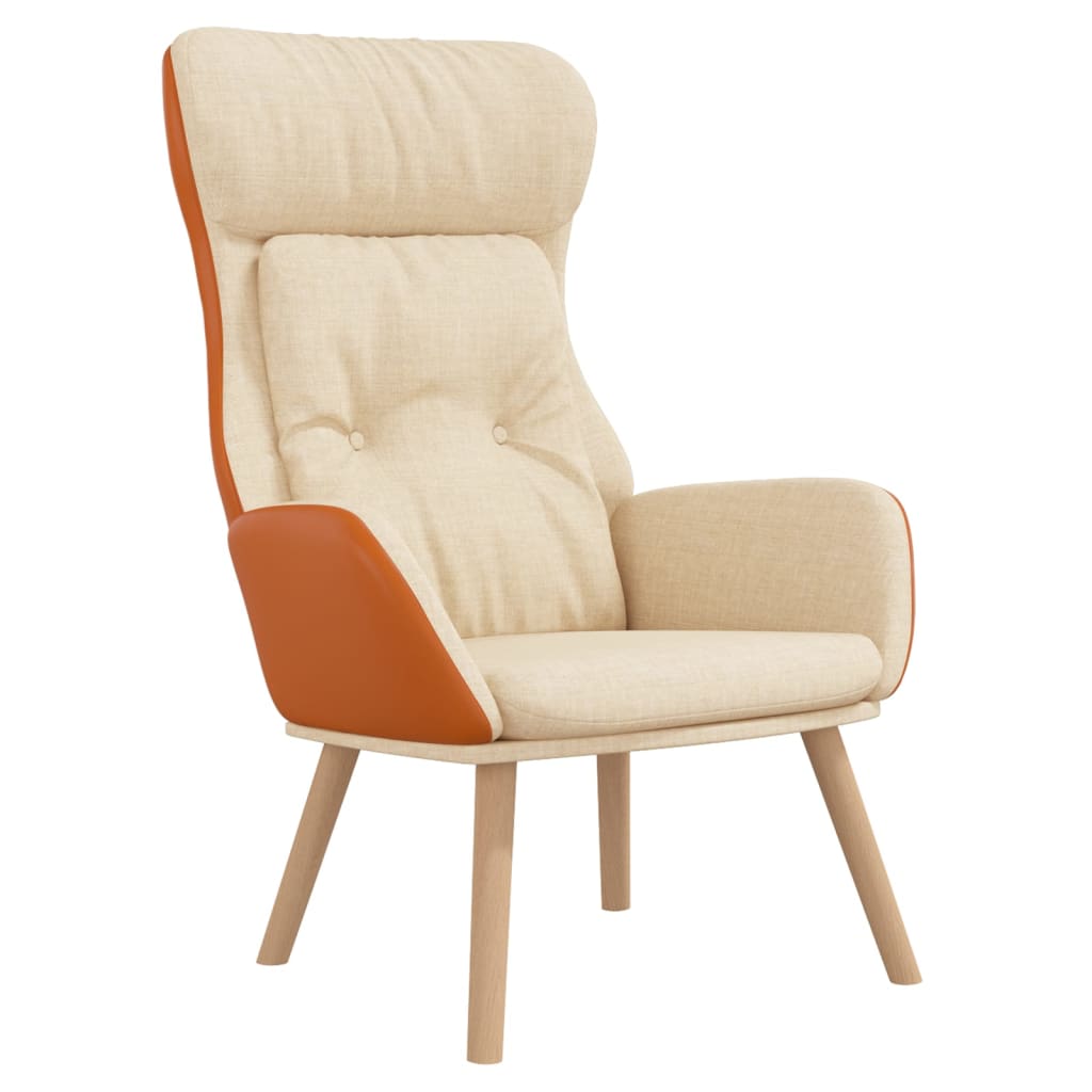 Poltrona Rilassante Crema in Tessuto e PVC | homemem39