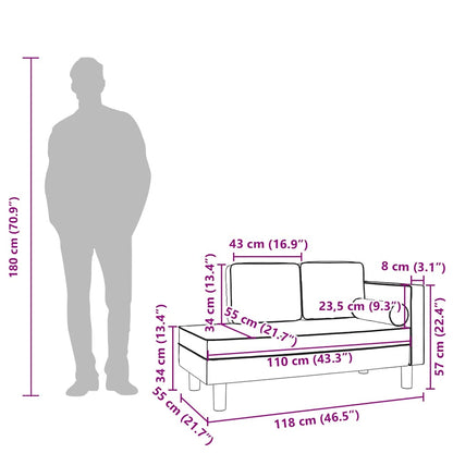 Sdraio con Cuscini e Capezzale Grigio Chiaro in Velluto