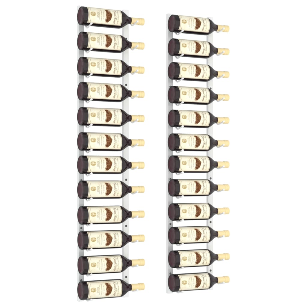Portavini da Parete per 12 Bottiglie 2 pz Bianchi in Ferro