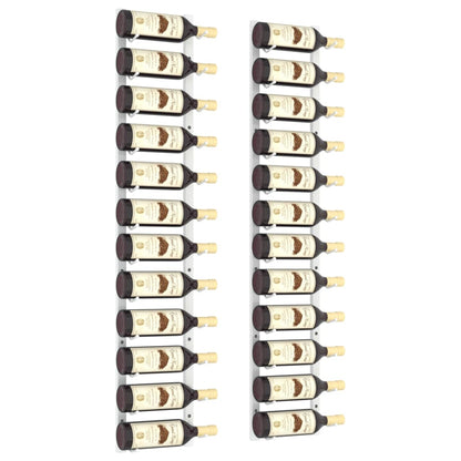 Portavini da Parete per 12 Bottiglie 2 pz Bianchi in Ferro