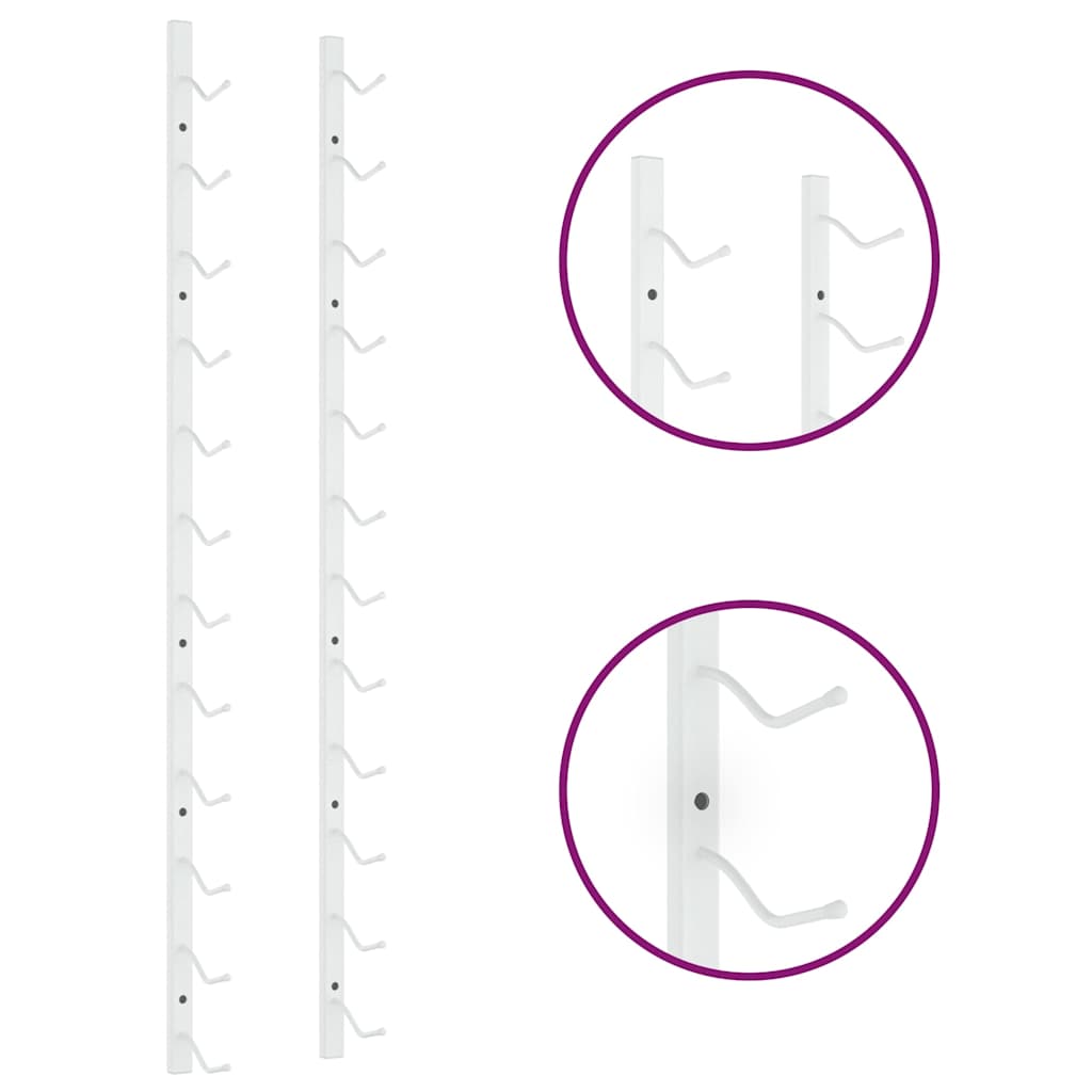 Portavini da Parete per 12 Bottiglie 2 pz Bianchi in Ferro