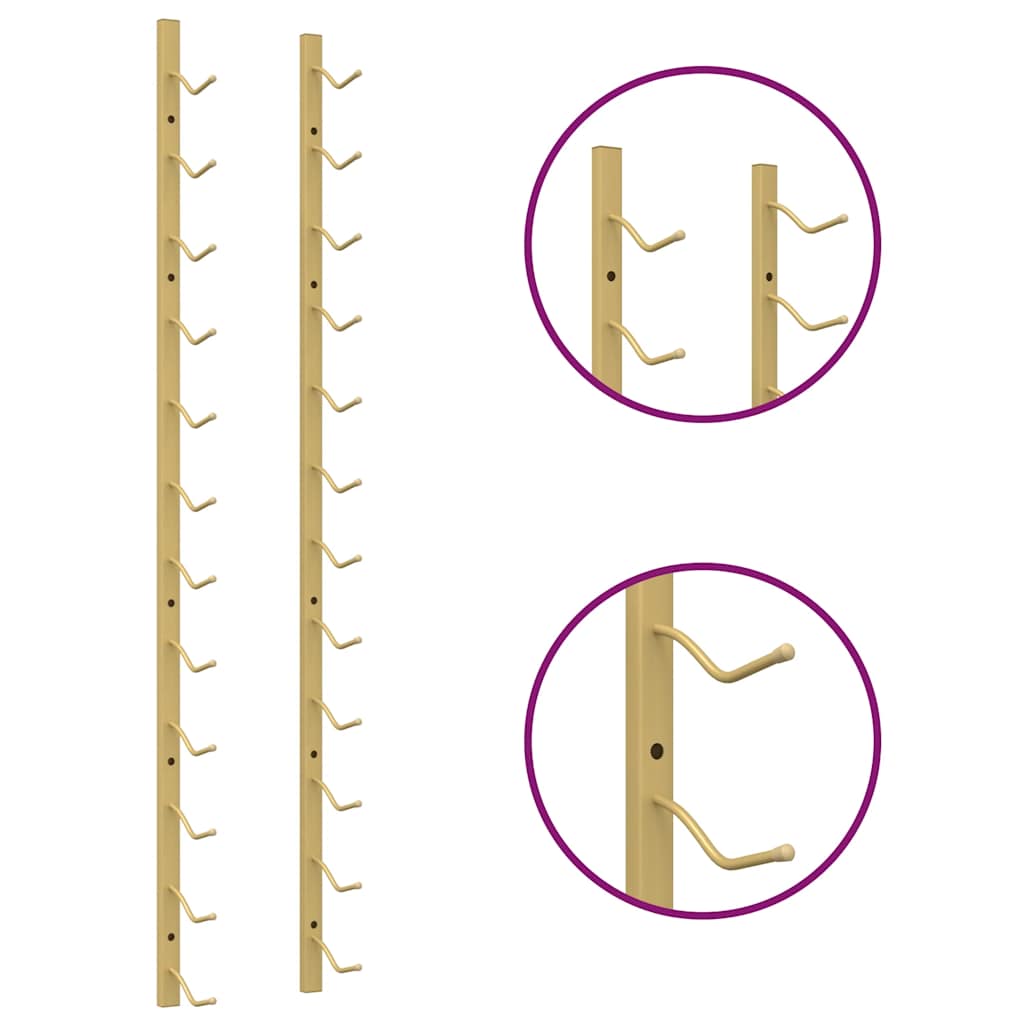 Portavini da Parete per 12 Bottiglie 2 pz Oro in Ferro