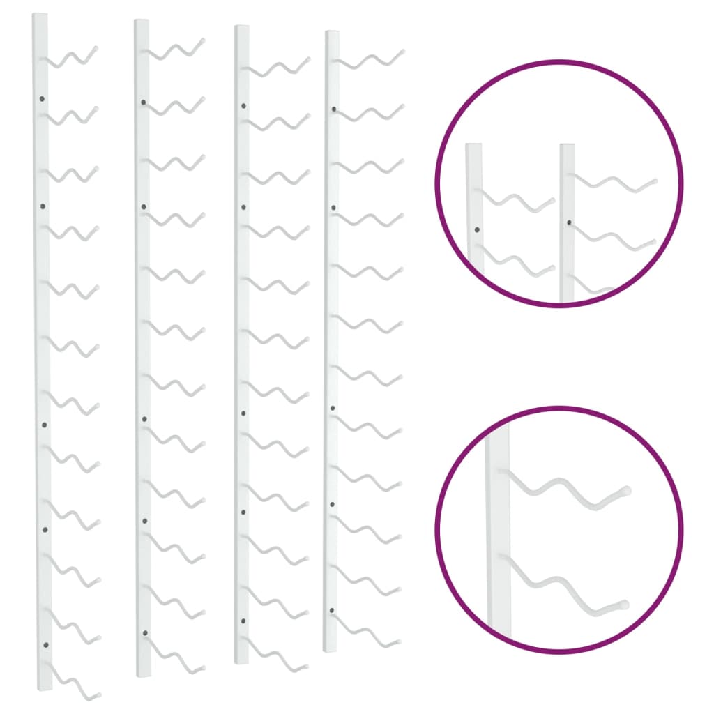 Portavini da Parete per 24 Bottiglie 2 pz Bianchi in Ferro