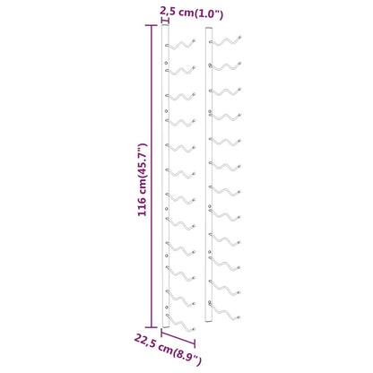 Portavini da Parete per 24 Bottiglie 2 pz Bianchi in Ferro