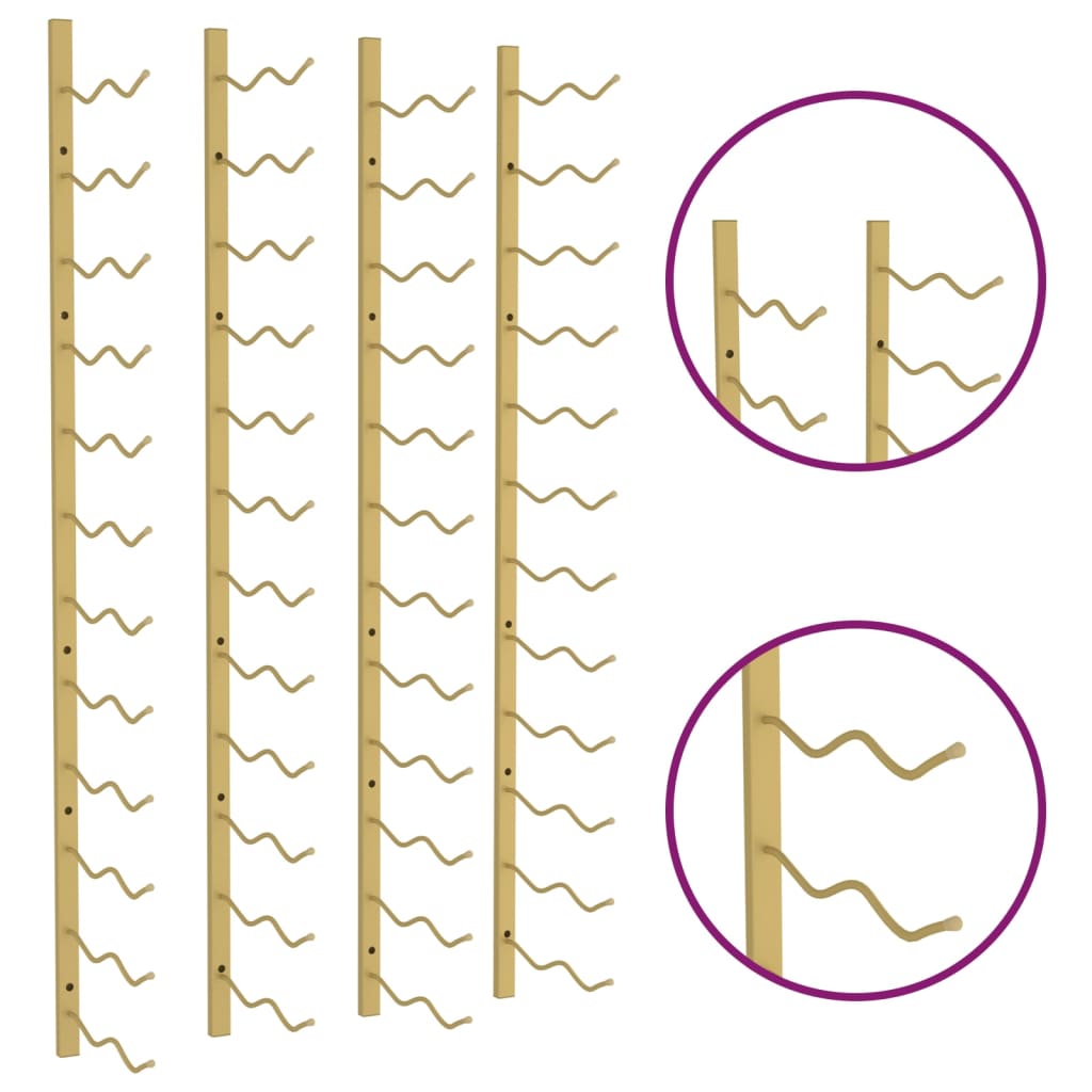 Portavini da Parete per 24 Bottiglie 2 pz Oro in Ferro