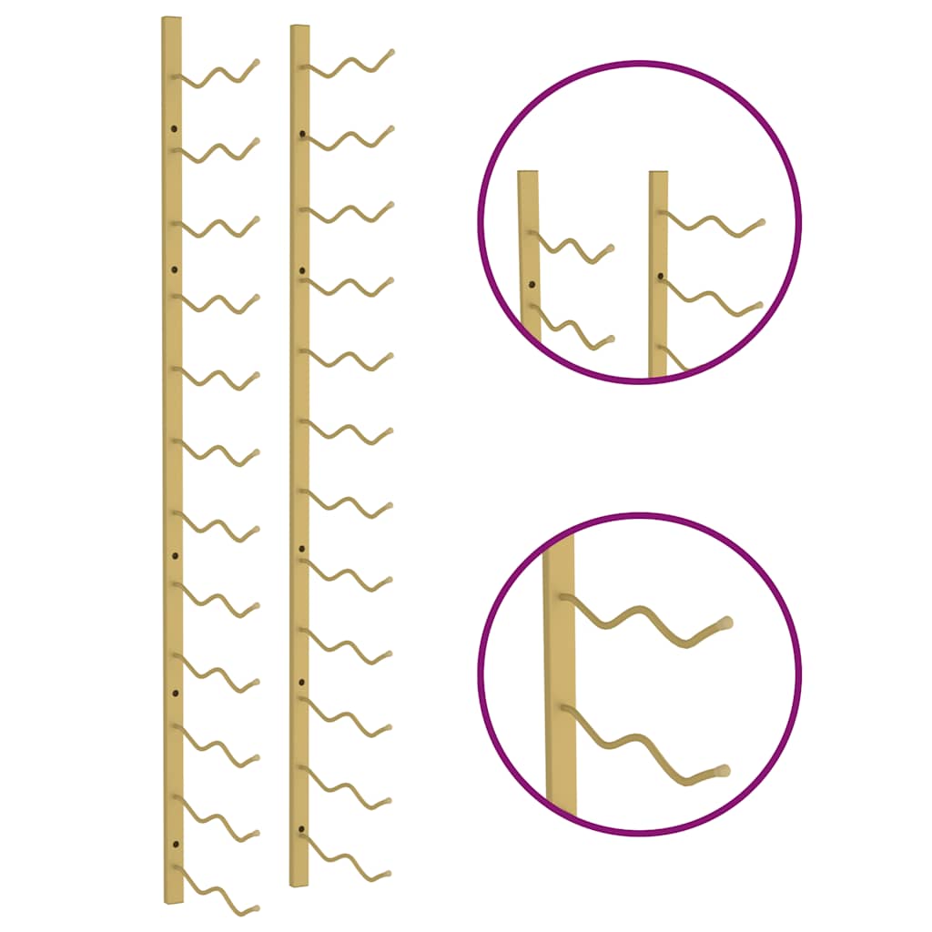 Portavini da Parete per 24 Bottiglie 2 pz Oro in Ferro