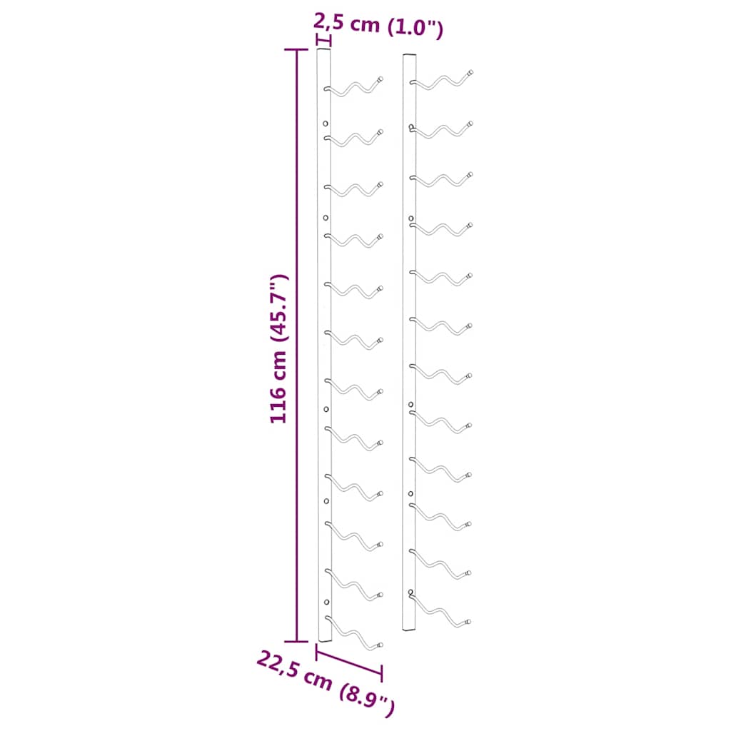 Portavini da Parete per 24 Bottiglie 2 pz Oro in Ferro